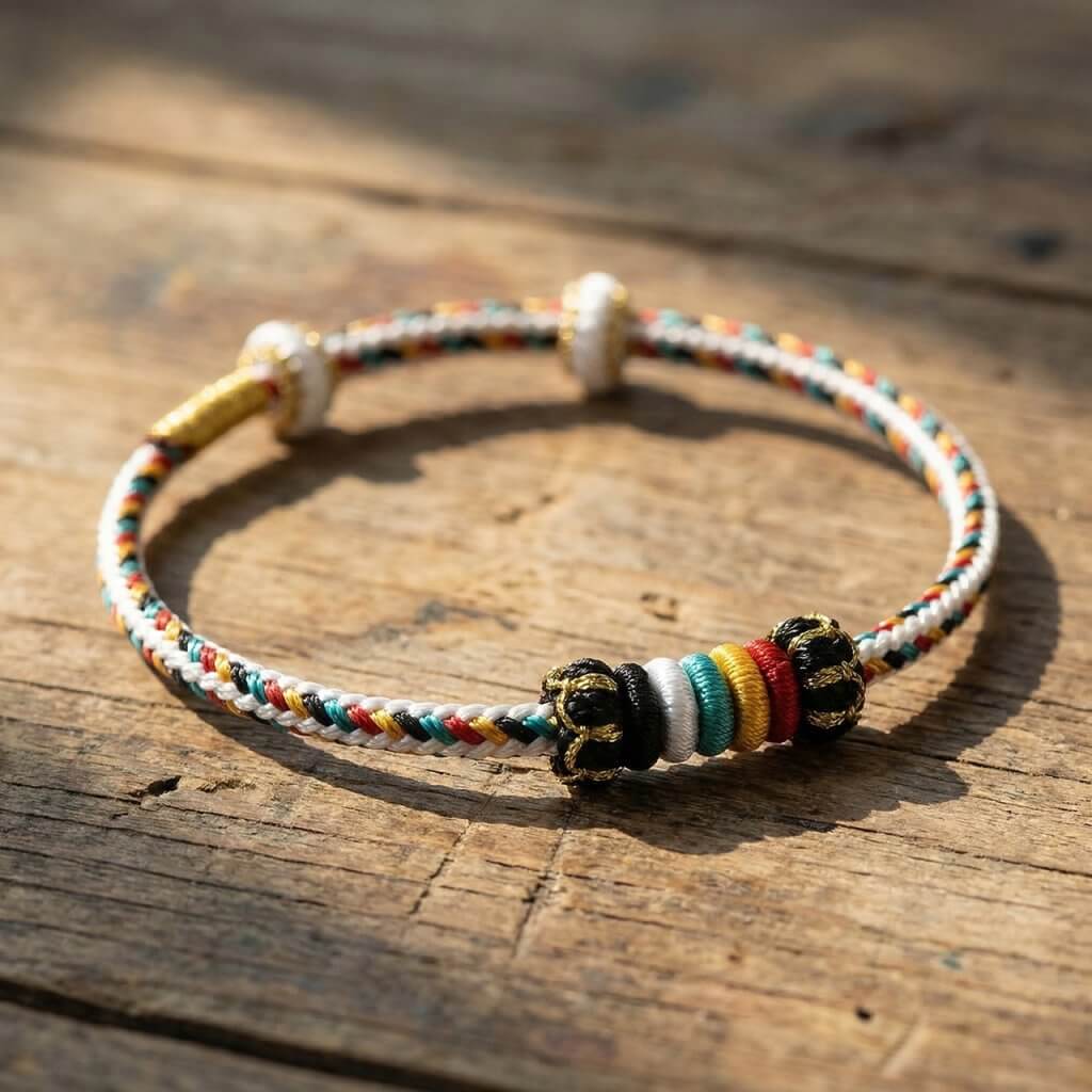 Five Elements braided wrist cord in five colors for Bazi balance