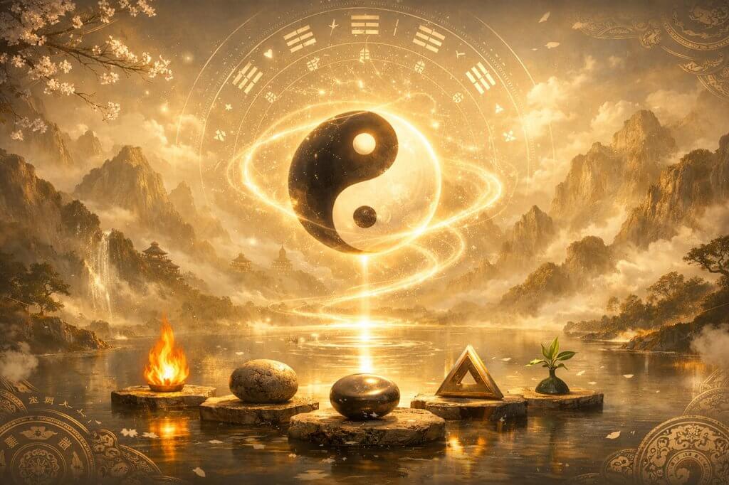 Five Elements (Wu Xing) meaning diagram showing Wood Fire Earth Metal and Water in Daoist philosophy