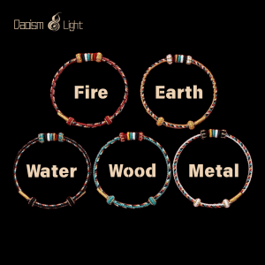 Five Elements braided wrist cord in five colors for Bazi balance