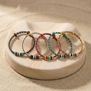 metal wood water fire earth braided bracelet P
