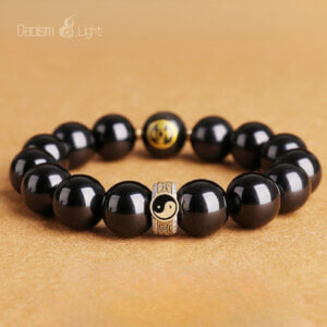 Daoism Light Five-Way Wealth God bracelet with 925 silver mantra detail