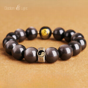 Daoism Light Five-Way Wealth God bracelet with 925 silver mantra detail