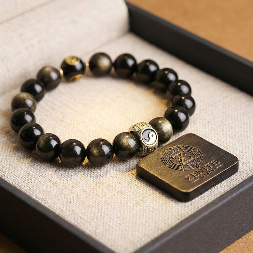 Daoism Light Five-Way Wealth God bracelet with 925 silver mantra detail
