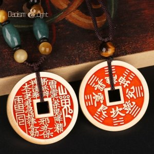Traditional Chinese brass amulet keychain for peace and protection