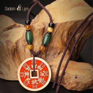 Traditional Chinese brass amulet keychain for peace and protection