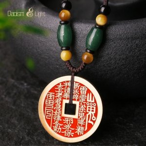 Traditional Chinese brass amulet keychain for peace and protection