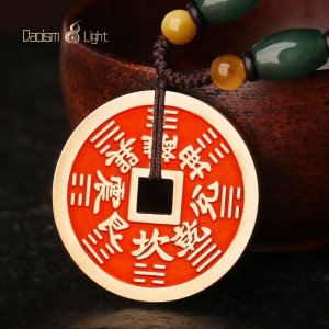 Traditional Chinese brass amulet keychain for peace and protection