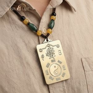 Solid brass Yin Yang Early Heaven Bagua pendant back cloud seal