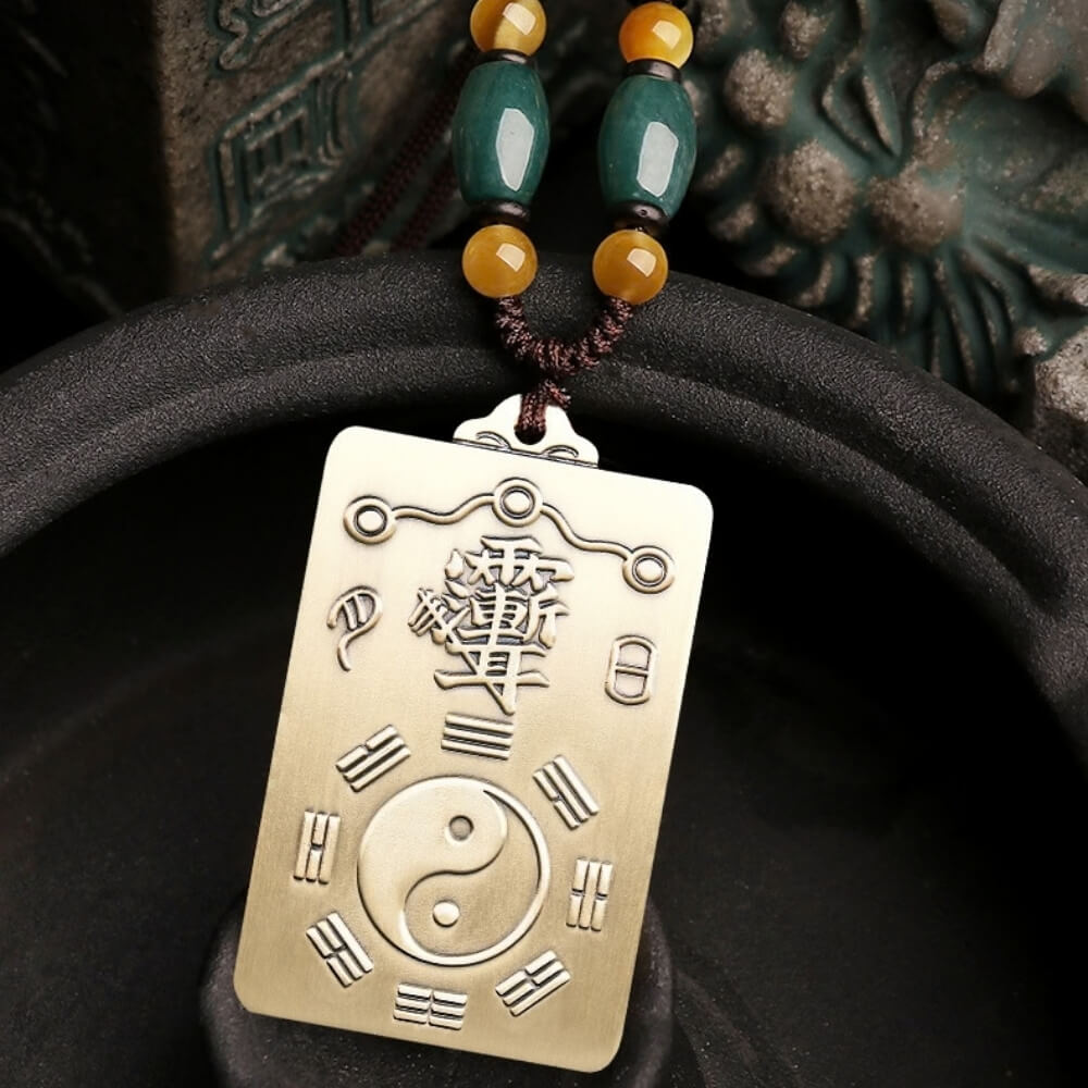 Solid brass Yin Yang Early Heaven Bagua pendant back cloud seal