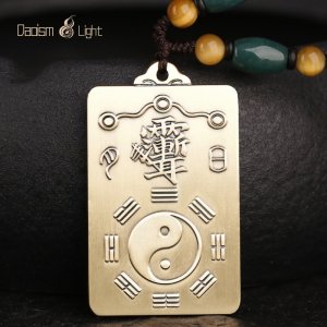 Solid brass Yin Yang Early Heaven Bagua pendant back cloud seal