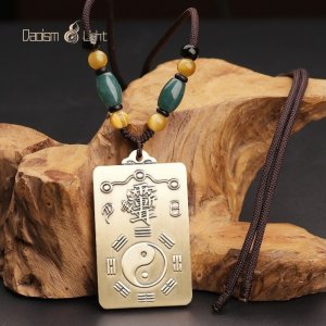 Solid brass Yin Yang Early Heaven Bagua pendant back cloud seal