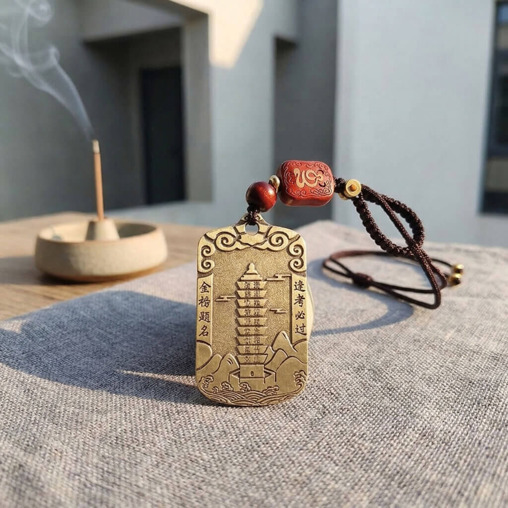 Traditional brass academic charm for students and exams