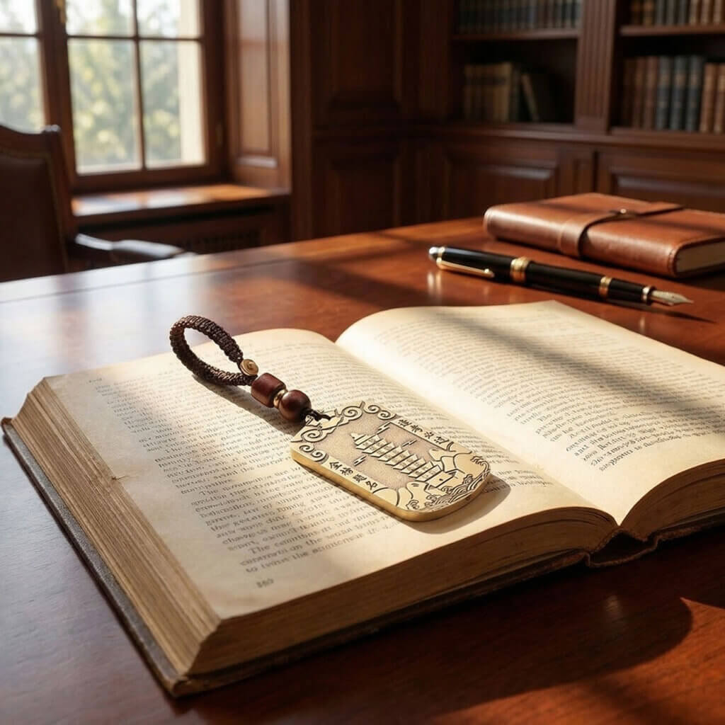 Traditional brass academic charm for students and exams