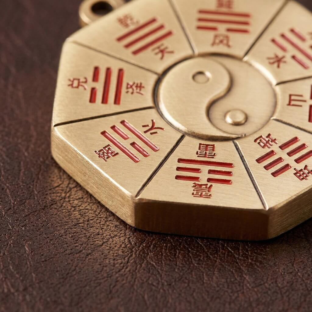 Feng Shui brass Bagua necklace for balance and protection