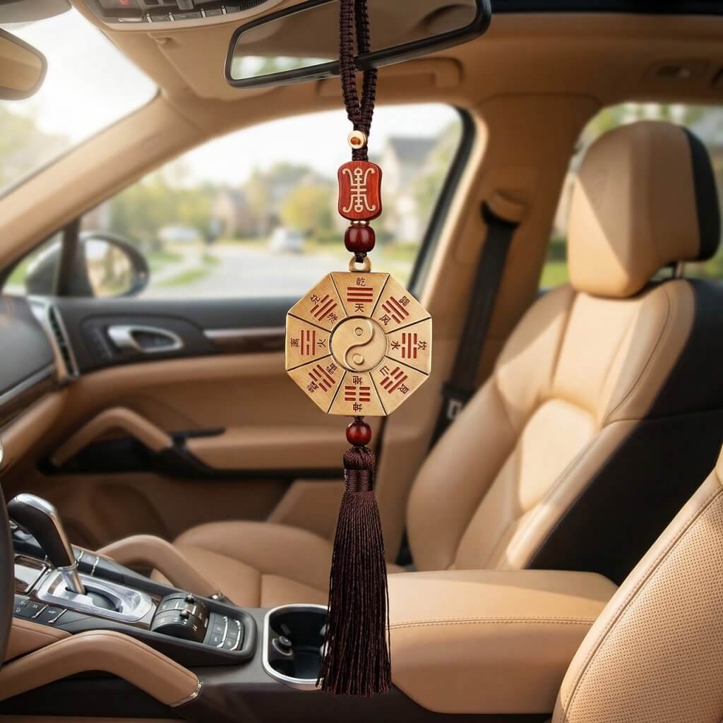 Feng Shui brass Bagua necklace for balance and protection