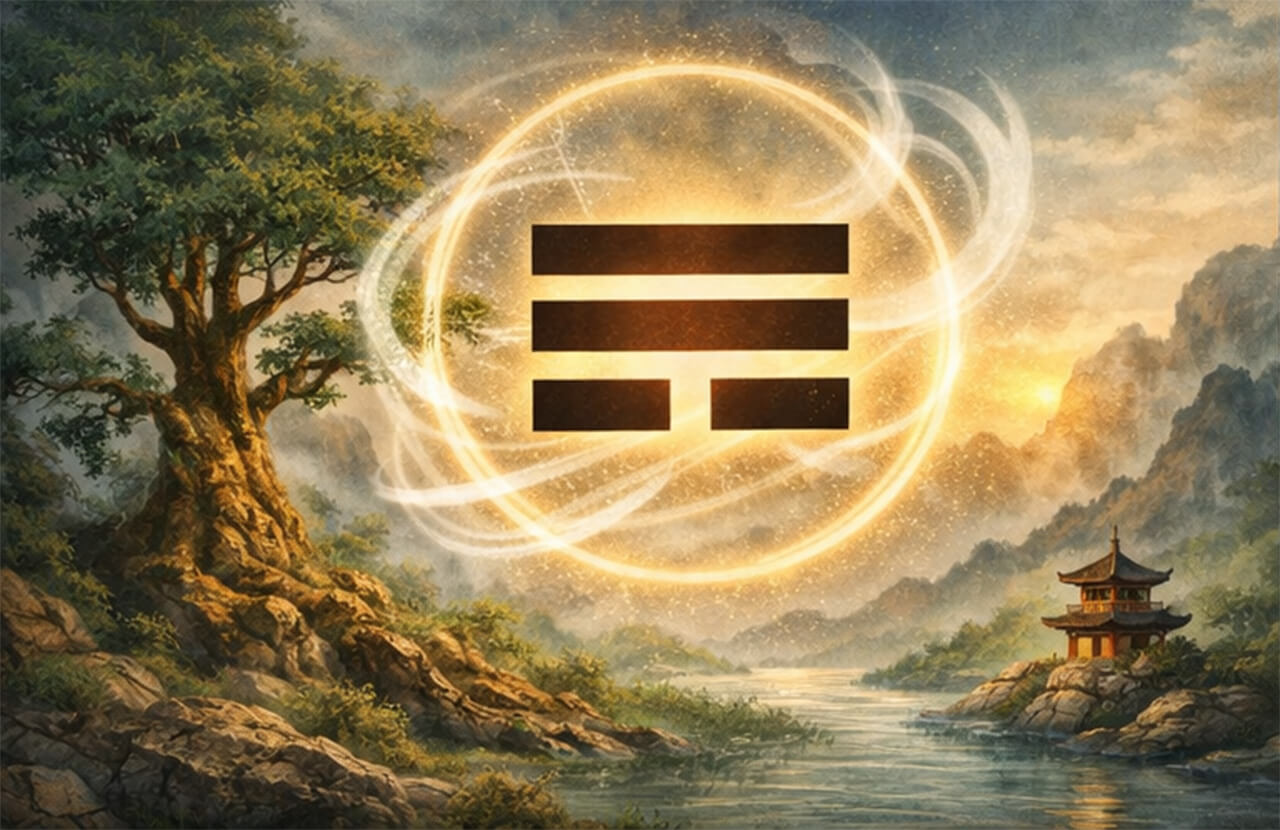Xun trigram symbol in the Bagua representing wind, wood, and gradual influence