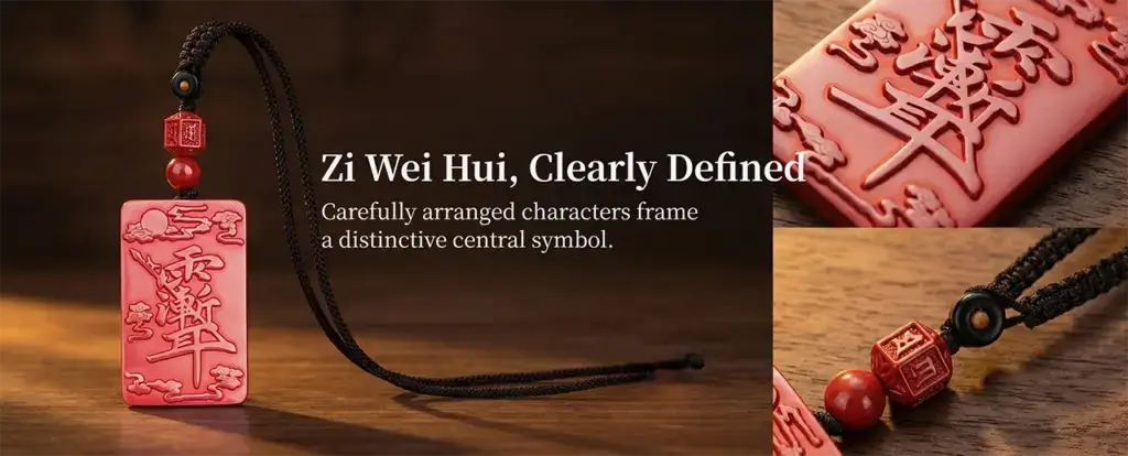 zi wei hui cinnabar necklace pendant a