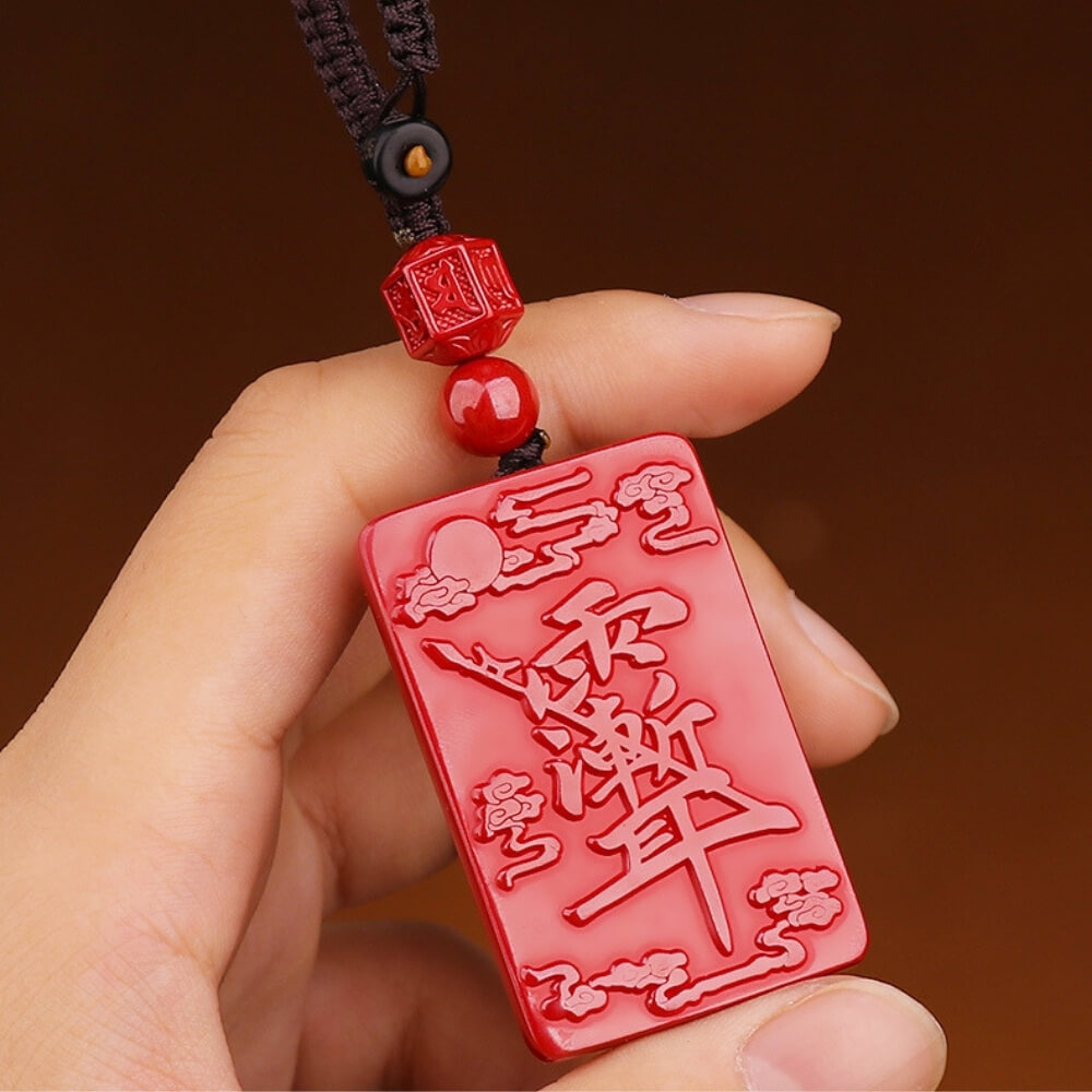 Daoist cinnabar pendant necklace for symbolic protection and daily wear