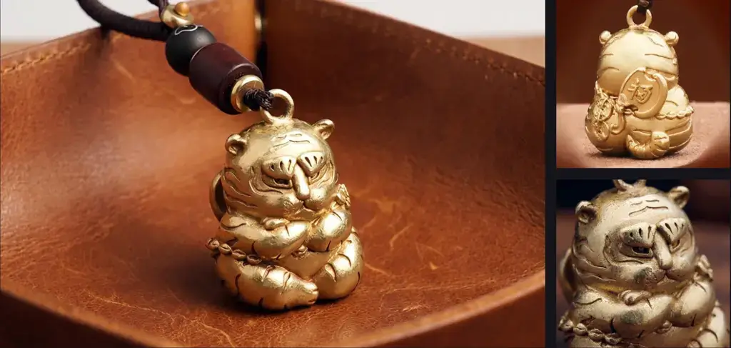 daoism light brass tiger key charm a
