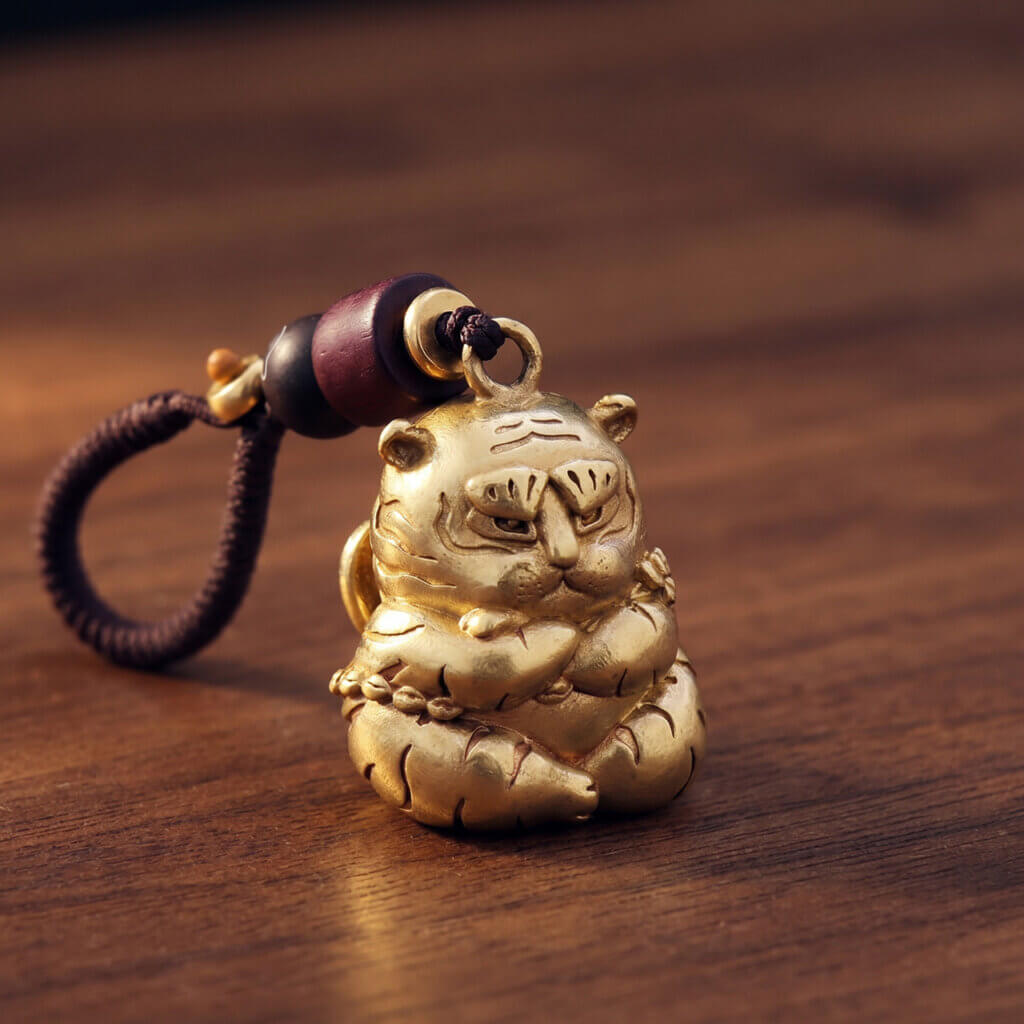 Daoism Light brass tiger key charm zodiac tiger accessory