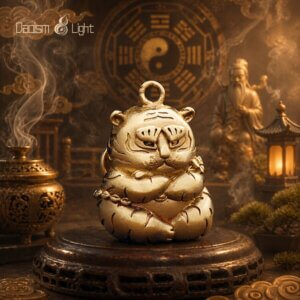 Daoism Light brass tiger key charm zodiac tiger accessory