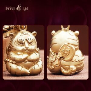 Daoism Light brass tiger key charm zodiac tiger accessory
