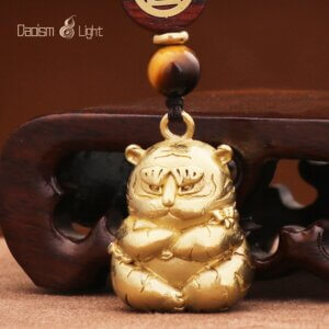 Daoism Light brass tiger key charm zodiac tiger accessory