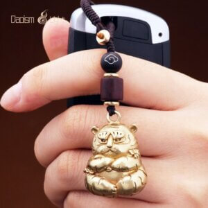Daoism Light brass tiger key charm zodiac tiger accessory