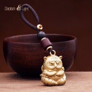 Daoism Light brass tiger key charm zodiac tiger accessory