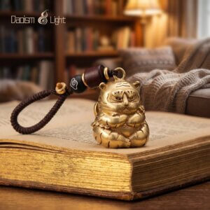 Daoism Light brass tiger key charm zodiac tiger accessory
