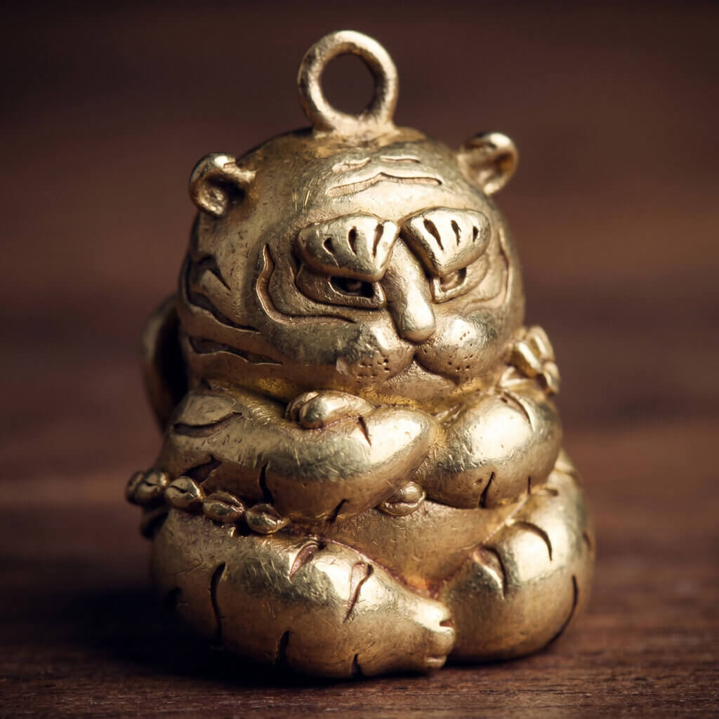 Daoism Light brass tiger key charm zodiac tiger accessory