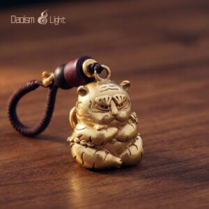 Daoism Light brass tiger key charm zodiac tiger accessory
