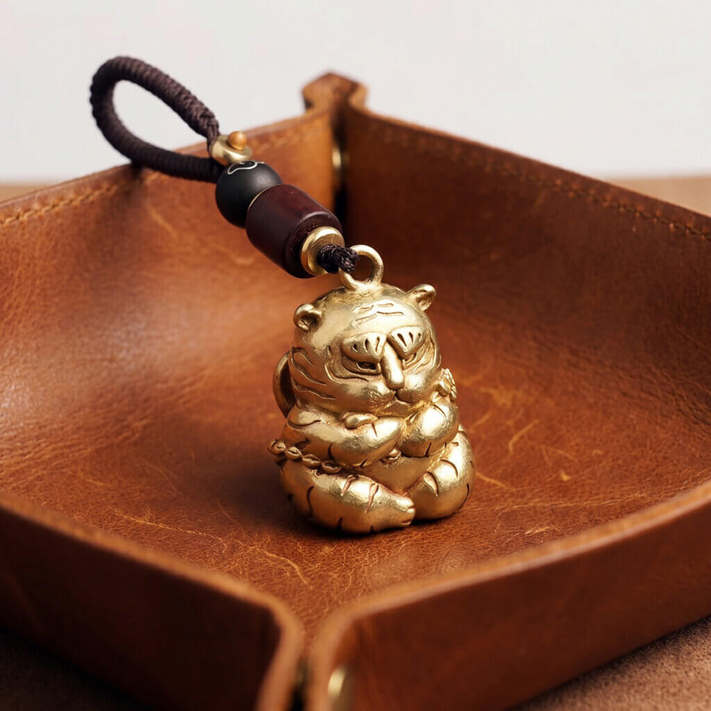 Daoism Light brass tiger key charm zodiac tiger accessory
