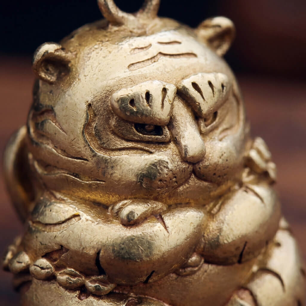 Daoism Light brass tiger key charm zodiac tiger accessory