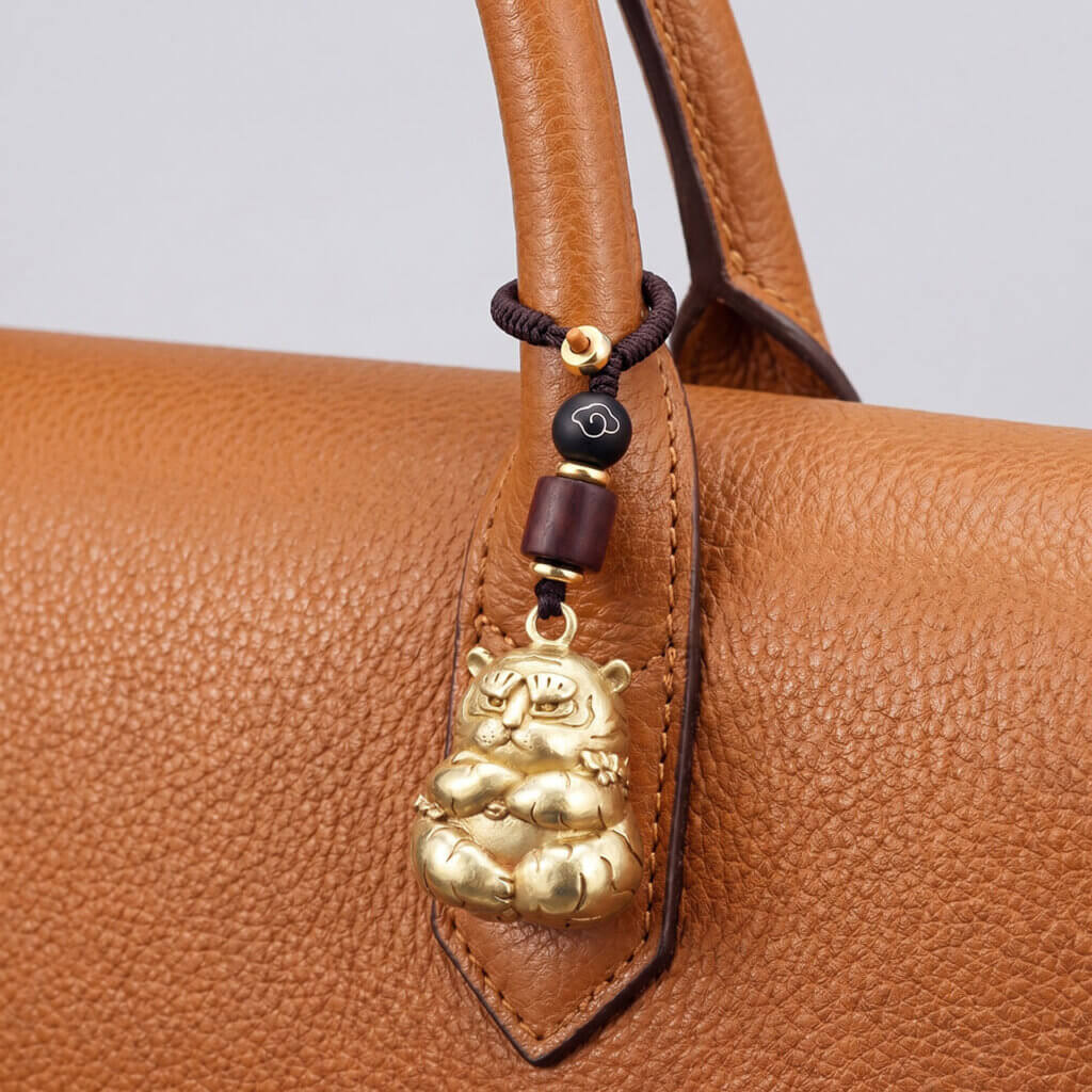Daoism Light brass tiger key charm zodiac tiger accessory