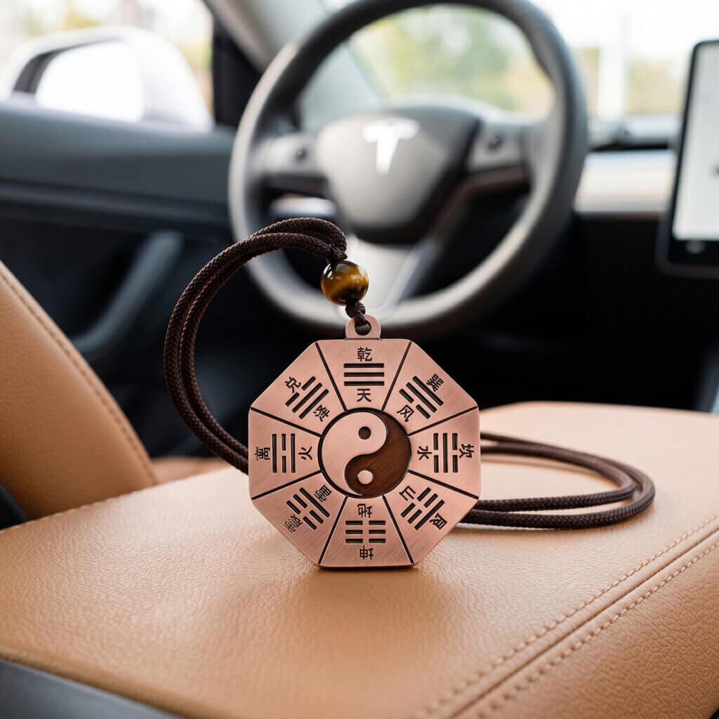 Copper Taiji Bagua pendant featuring Early Heaven and Later Heaven patterns