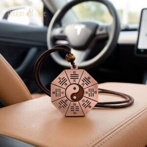 Double-sided copper Bagua keychain pendant for keys, bags, and everyday carry