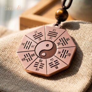 Double-sided copper Bagua keychain pendant for keys, bags, and everyday carry