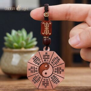 Double-sided copper Bagua keychain pendant for keys, bags, and everyday carry