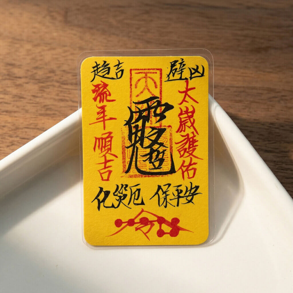 handwritten Chinese blessing talisman with calligraphy
