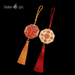Daoism Light octagonal Tian Guan brass plaque with genuine cinnabar filling for home and shop décor