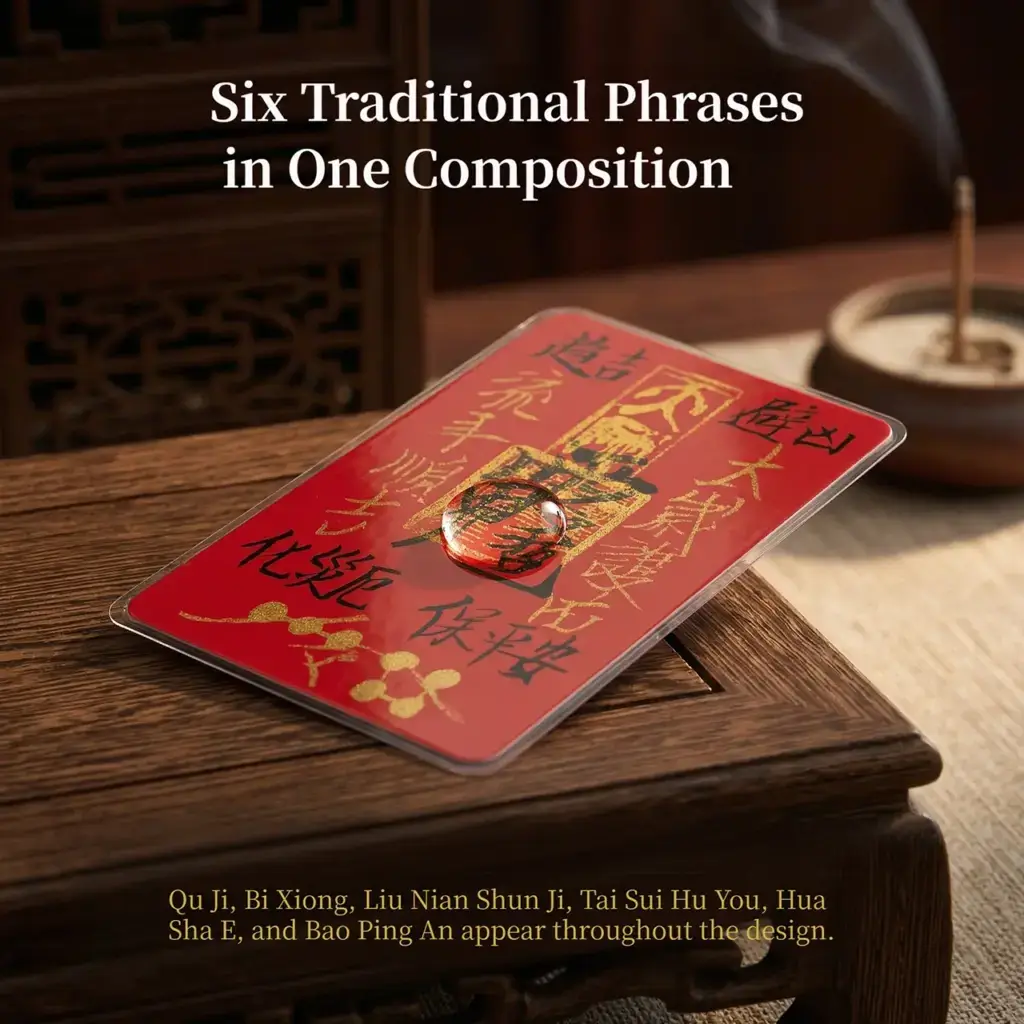 Handwritten Tai Sui year-cycle card presented as a Chinese cultural gift