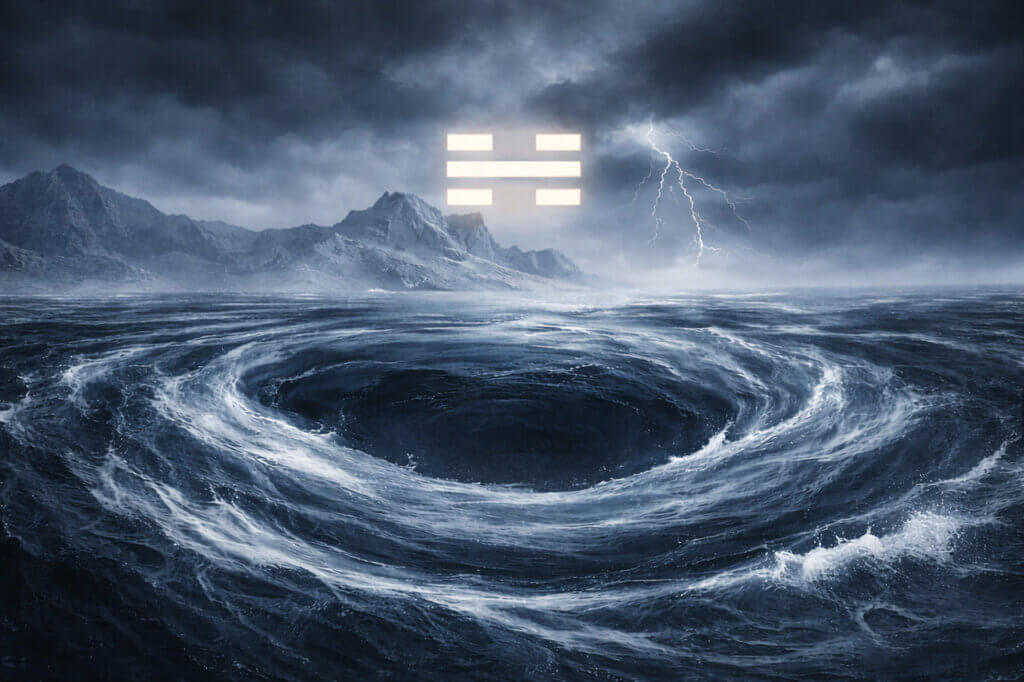 Kan Trigram Meaning Explained symbol ☵ representing water, risk awareness, depth, and inner steadiness in Daoist philosophy