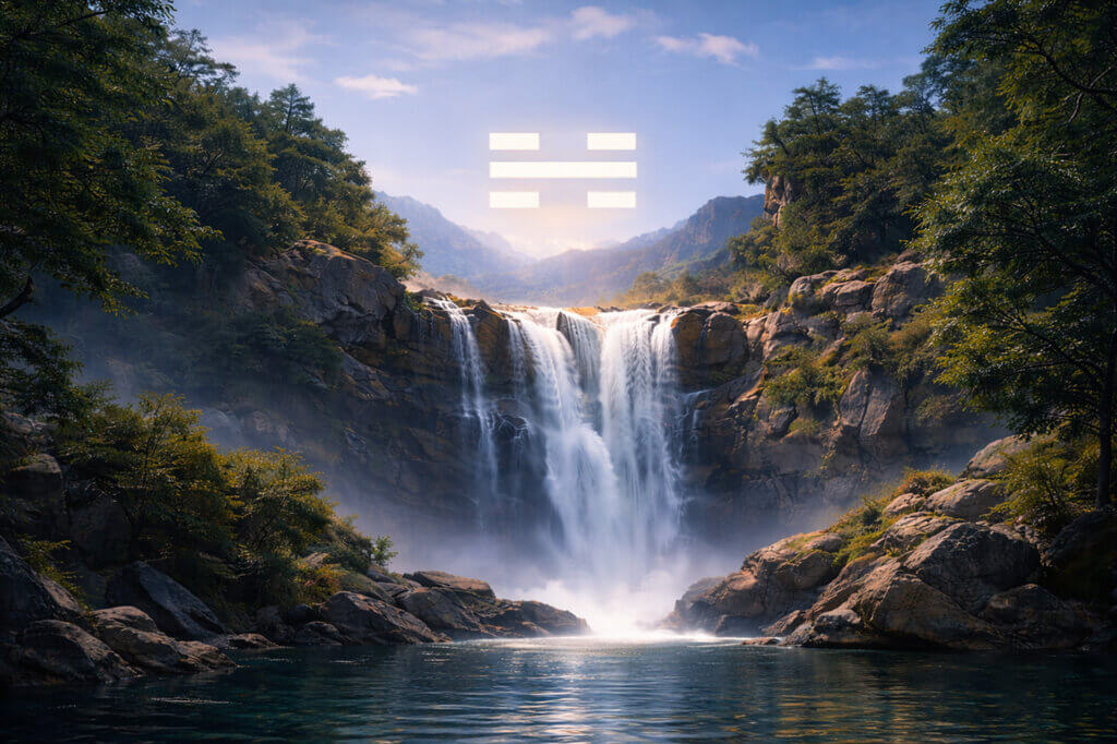 Kan Trigram Meaning Explained symbol ☵ representing water, risk awareness, depth, and inner steadiness in Daoist philosophy