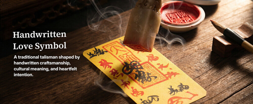 handwritten Chinese love talisman with calligraphy