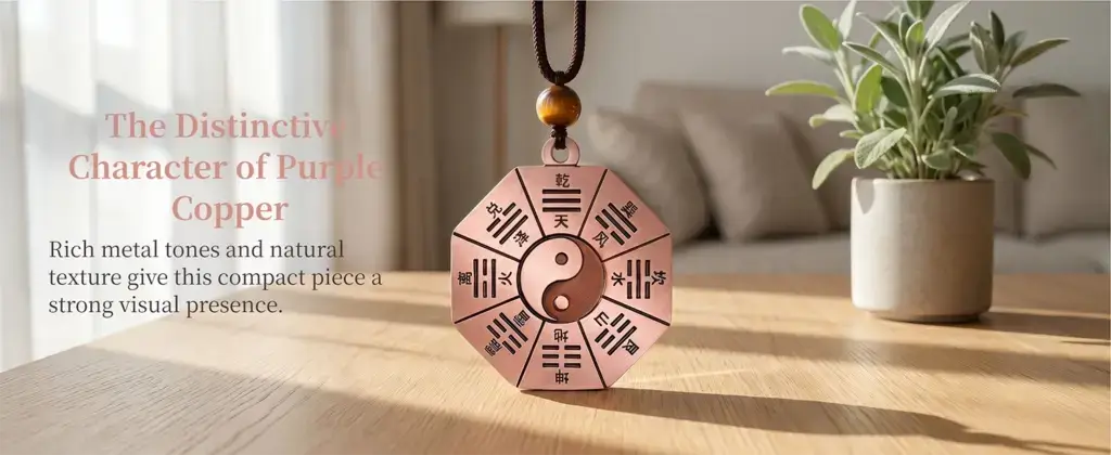 Double-sided purple copper Taiji Bagua pendant and hanging charm