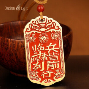 Brass pendant with Zi Wei Hui symbol and Nine Mantra motif
