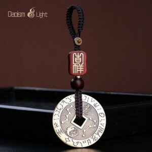 Daoism Light brass Ziwei mantra coin keychain pendant