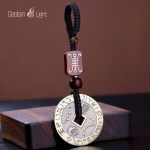 Daoism Light brass Ziwei mantra coin keychain pendant