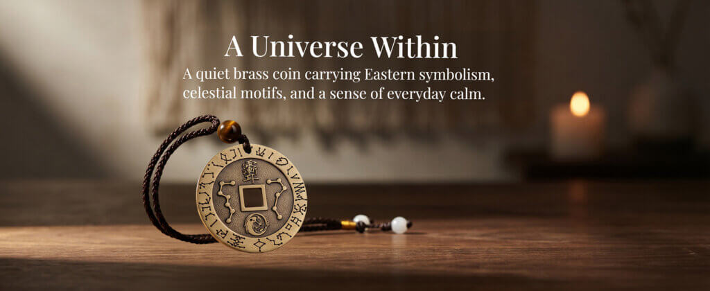 Daoism Light brass Ziwei mantra coin keychain pendant